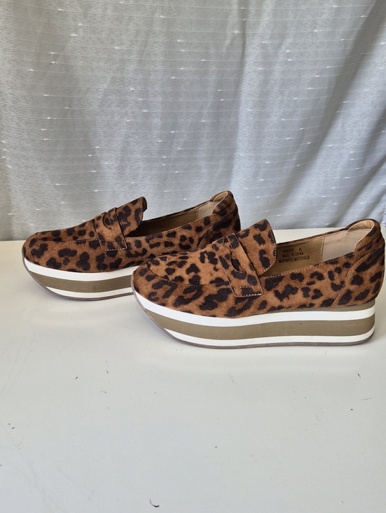 Corkys Shoes - Corkys Leopard Print Platform Loafers - Brown Size 8